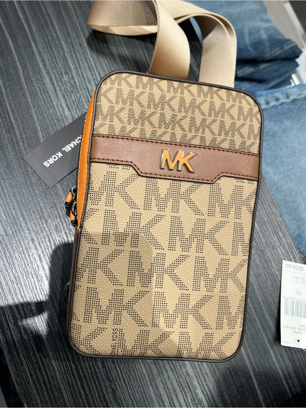 Michael Kors Cooper Medium KORS Logo Sling Pack NWT brown